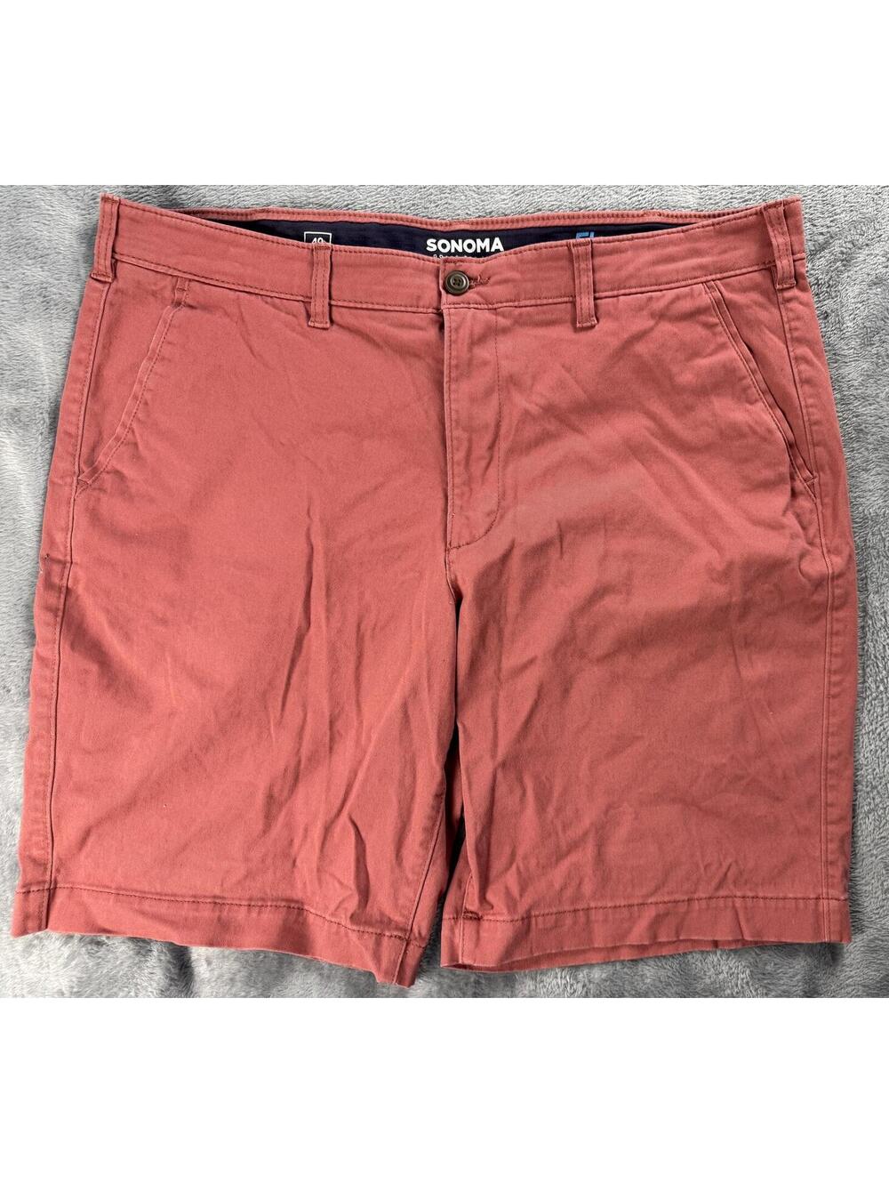 Sonoma FlexWear Men's Rust Red Stretch Chino Shorts Casual Flat Front Size 40